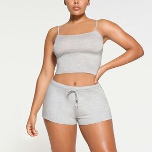 🩶SKIMS SLEEP CROPPED CAMI TOP LIGHT HEATHER GREY L